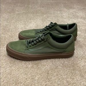 olive vans with gold tips